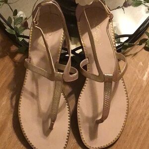 Lilly Pulitzer Gold T-Strap Sandals